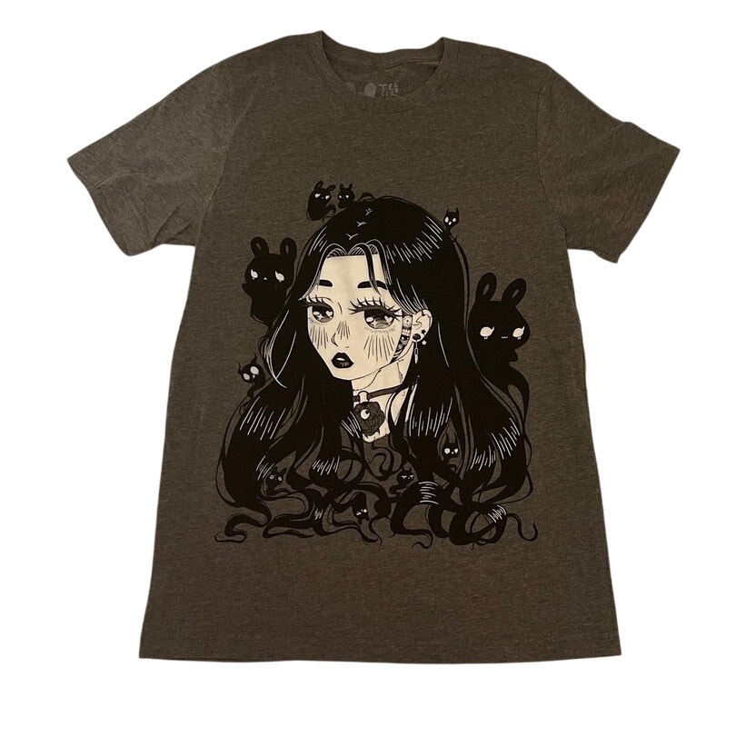 Y2k Anime Girl Limited Edition T-Shirt, Gray, M, Cotton, Made In The Usa, New